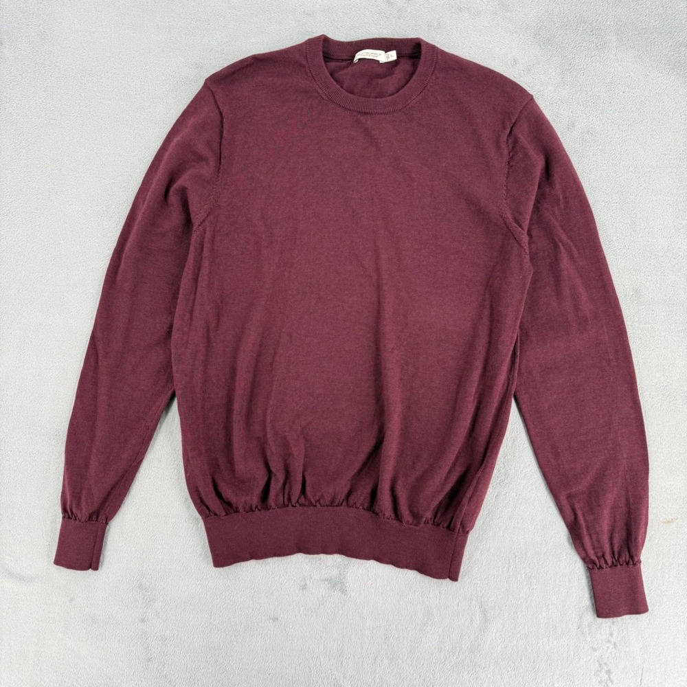 Suitsupply Wool Crewneck Sweater Mens Large Burgundy 100% Merino Wool Fall